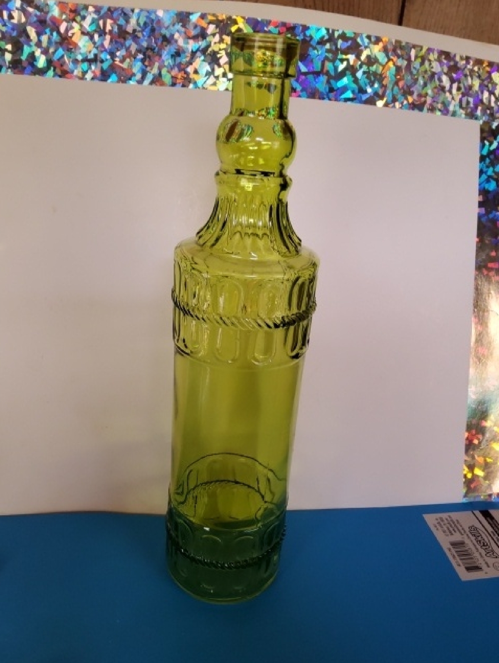 Vintage Emerald Green Glass Bottle, Decanter.
